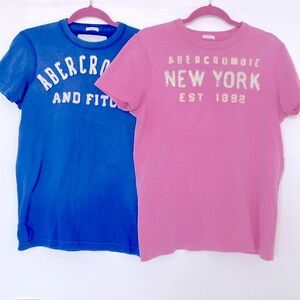 Combo 2 Abercrombie & Fitch T-Shirts  Blue and Pink Muscle Women's Size S